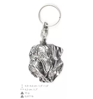 Dogue de Bordeaux II - Pendentif argenté avec un chien dans une boîte décorative, décoration de sac à main, pendentif de sac à dos par la marque Art-Dog