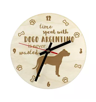 Dogo Argentino - clock with dog, wooden clock with engraving, personalised clock by Art-Dog