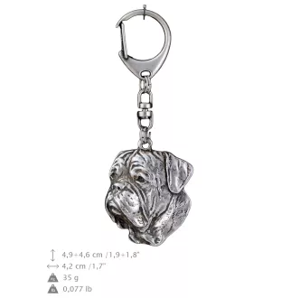 Dogue de Bordeaux II - Porte-clés argenté avec un chien dans une boîte cadeau, décoration de sac à main, pendentif de sac à dos par la marque Art-Dog