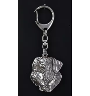 Dogue de Bordeaux II - Porte-clés argenté avec un chien dans une boîte cadeau, décoration de sac à main, pendentif de sac à dos par la marque Art-Dog