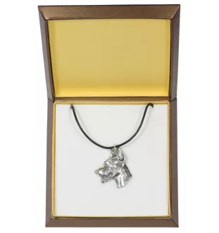Dobermann I - Hundehalsband in Geschenkbox, versilbertes Medaillon für Hundefans, markanter Anhänger der Marke Art-Dog