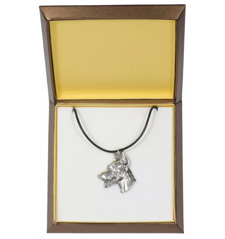 Dobermann, Doberman Pinscher, Dobie I - Dog necklace in gift box, silver-plated locket for dog fan, striking pendant by Art-Dog brand
