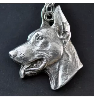 Dobermann, Dobermann Pinscher I - Collier de chien dans une boîte cadeau, médaillon argenté pour fan de chien, pendentif remarquable de la marque Art-Dog