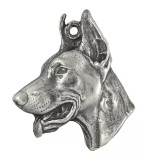 Dobermann I - Hundehalsband in Geschenkbox, versilbertes Medaillon für Hundefans, markanter Anhänger der Marke Art-Dog