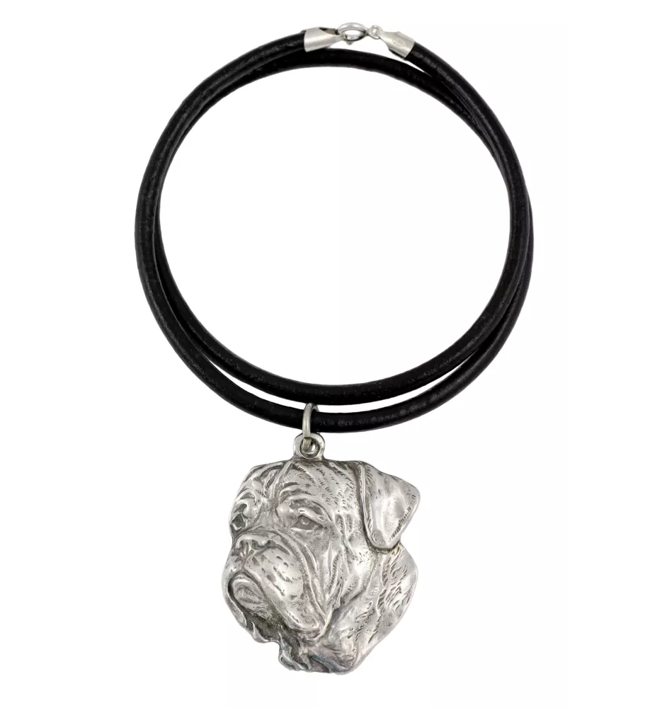 Dogue de Bordeaux II - collier avec un chien, pendentif en plaqué argent pour les fans de chiens, bijoux uniques de la marque Art-Dog