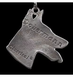 Dobermann, Dobermann Pinscher - Collier de chien dans une boîte cadeau, médaillon argenté pour fan de chien, pendentif remarquable de la marque Art-Dog
