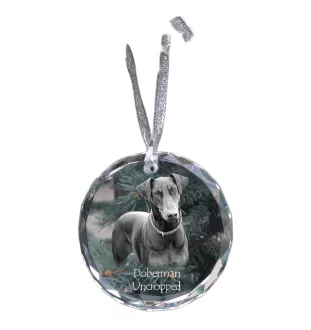 Dobermann I - Kristallkugel mit Foto, Hundebild im Kristall, personalisierter Christbaumschmuck von Art-Dog.