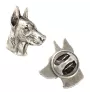 Dobermann I  - Versilberte Hundebrosche, elegante Anstecknadel, Jackenreversschmuck der Marke Art-Dog