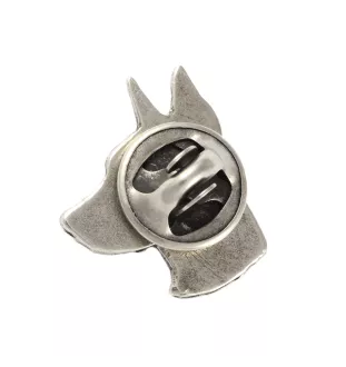 Dobermann, Doberman Pinscher, Dobie I  - Silver-plated dog brooch, elegant pin, jacket lapel decoration by Art-Dog brand