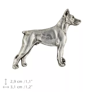 Dobermann - Hundebrosche in Geschenkbox, elegante Anstecknadel, Reversnadel für Art-Dog Markenjacke