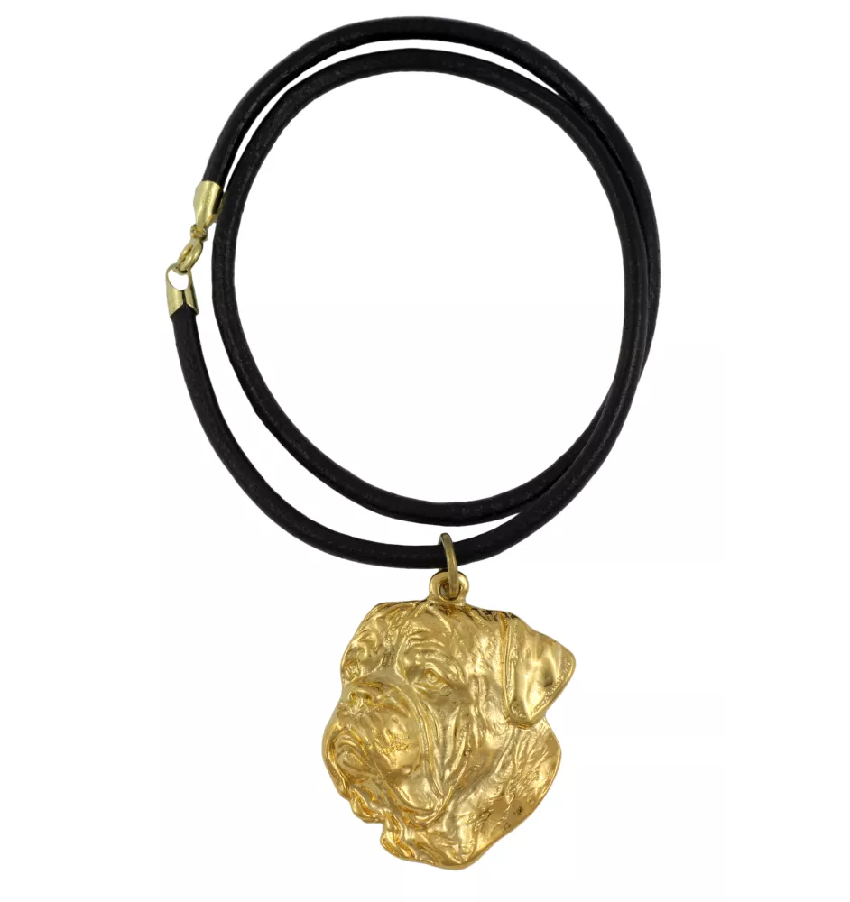 Dogue de Bordeaux II - Collier pour chien, pendentif plaqué or pour fan de chien, bijoux uniques de la marque Art-Dog