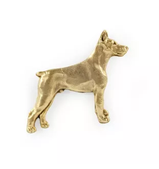 Dobermann, Dobermann Pinscher - Broche de chien dans une boîte décorative, épingle élégante en plaqué or, épingle de veste de la marque Art-Dog