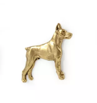 Dobermann, Doberman Pinscher, Dobie - Dog brooch in decorative box, elegant gold-plated pin, Art-Dog brand jacket pin