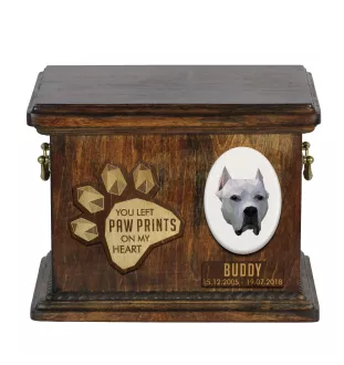 Argentinische Dogge, Dogo Argentino Personalisierte Hundeurne mit Gravur, Erinnerungsbox für Hundeknochen von der Marke Art-Dog