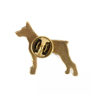 Dobermann, Doberman Pinscher, Dobie - Dog brooch in decorative box, elegant gold-plated pin, Art-Dog brand jacket pin