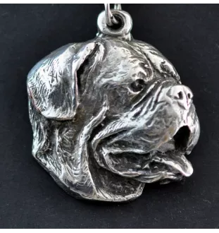 Dogue de Bordeaux I - Collier de chien dans une boîte cadeau, médaillon argenté pour fan de chien, pendentif remarquable de la marque Art-Dog