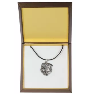 Bordeauxdogge, Dogue de Bordeaux II - Hundehalsband in Geschenkbox, versilbertes Medaillon für Hundefans, markanter Anhänger der Marke Art-Dog