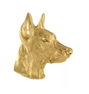 Dobermann, Dobermann Pinscher I - Broche de chien dans une boîte décorative, épingle élégante en plaqué or, épingle de veste de la marque Art-Dog