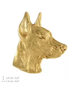 Dobermann, Dobermann Pinscher I - Broche de chien dans une boîte décorative, épingle élégante en plaqué or, épingle de veste de la marque Art-Dog