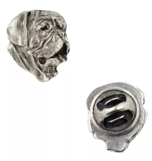 Bordeauxdogge, Dogue de Bordeaux  - Versilberte Hundebrosche, elegante Anstecknadel, Jackenreversschmuck der Marke Art-Dog