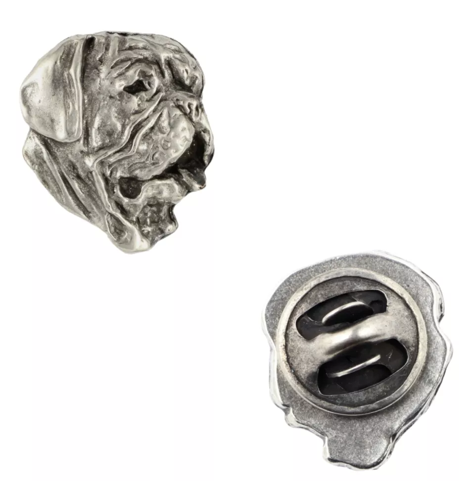 Dogue de Bordeaux, French Mastiff, Bordeauxdog  - Silver-plated dog brooch, elegant pin, jacket lapel decoration by Art-Dog brand