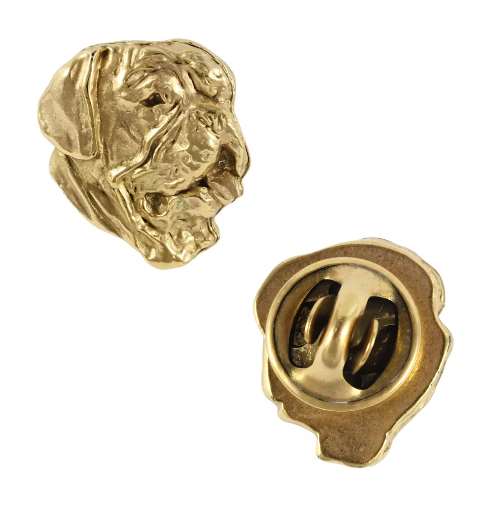 Bordeauxdogge, Dogue de Bordeaux - Vergoldete Brosche, eleganter Hundeschmuck, einzigartige Brosche der Marke Art-Dog