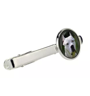 Dog argentyński spinka do krawata w pudełku ze zdjęciem Art-Dog