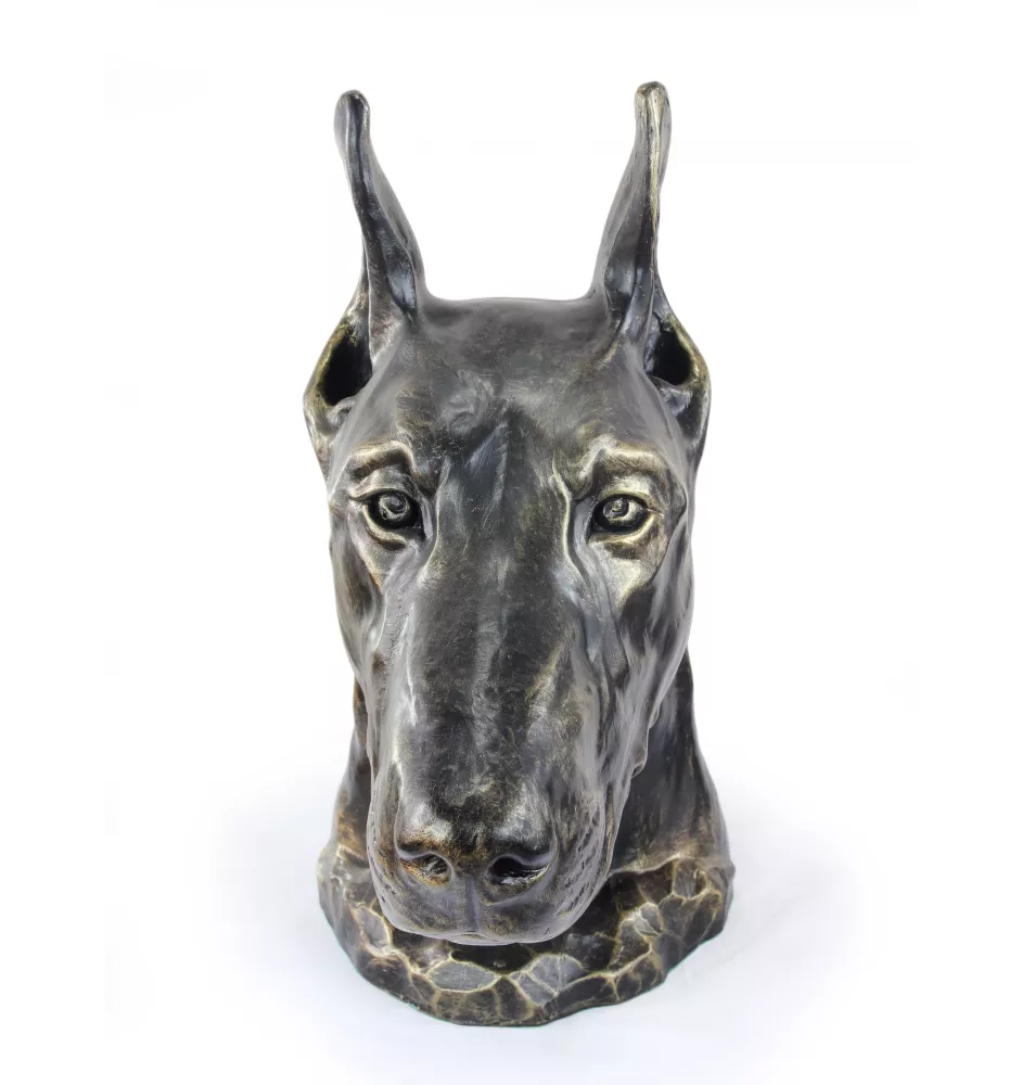 Dobermann, Dobermann Pinscher - urne pour cendres de chien, buste de chien, grande tête de chien pour le jardin par Art-Dog