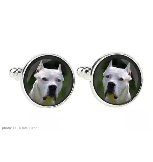 Argentinische Dogge, Dogo Argentino Ärmelknöpfe und Krawatte mit Ihrem Foto, Anzugaccessoire, Herrenschmuck der Marke Art-Dog