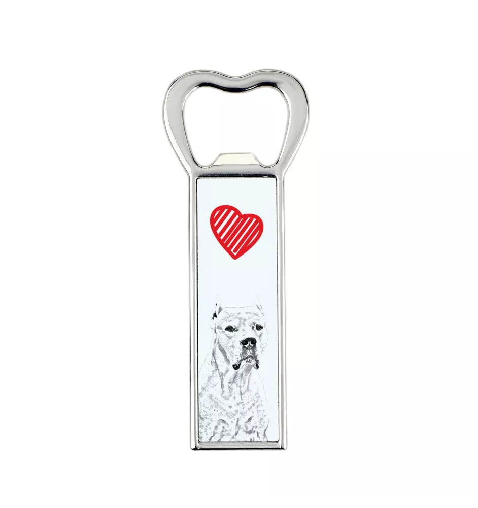 Dogo Argentino - bottle opener with a dog, personalized fridge opener, unique gift for a man by Art-Dog brand