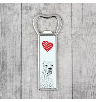 Dogo Argentino - bottle opener with a dog, personalized fridge opener, unique gift for a man by Art-Dog brand