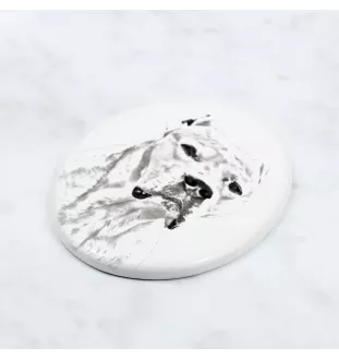 Dogue argentin, Dogo argentino - une plaque commémorative avec une photo de chien, une plaque funéraire avec une impression, une plaque ovale personnalisée de la marque Art-Dog