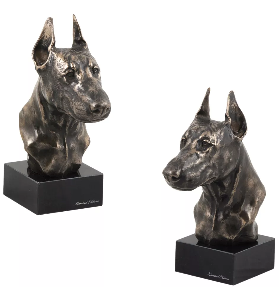 Dobermann, Doberman Pinscher, Dobie I - Dog statue, bust on stone base, sculpture, trophy for dog show by Art-Dog brand