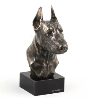 Dobermann, Dobermann Pinscher I - Statue de chien, buste sur socle en pierre, sculpture, trophée pour exposition canine par la marque Art-Dog