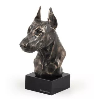 Dobermann, Doberman Pinscher, Dobie I - Dog statue, bust on stone base, sculpture, trophy for dog show by Art-Dog brand