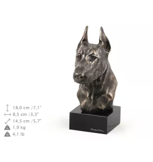 Dobermann, Doberman Pinscher, Dobie I - Dog statue, bust on stone base, sculpture, trophy for dog show by Art-Dog brand