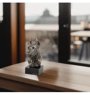 Dobermann, Doberman Pinscher, Dobie I - Dog statue, bust on stone base, sculpture, trophy for dog show by Art-Dog brand