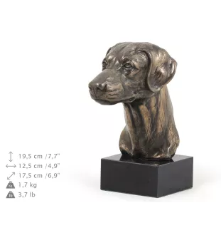 Dobermann II - Hundestatue, Büste auf Steinsockel, Skulptur, Trophäe für Hundeausstellung der Marke Art-Dog