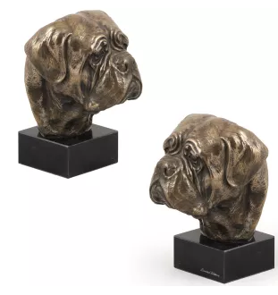 Dogue de Bordeaux - Statue de chien, buste sur socle en pierre, sculpture, trophée pour exposition canine par la marque Art-Dog
