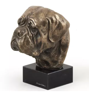Dogue de Bordeaux, French Mastiff, Bordeauxdog - Dog statue, bust on stone base, sculpture, trophy for dog show by Art-Dog brand