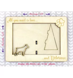 Dobermann, Doberman Pinscher, Dobie - Photo frame, engraved wooden frame, a lovely gadget for the dog lover by Art-Dog