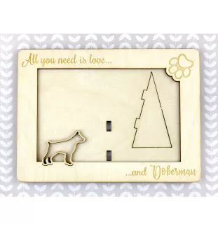 Dobermann, Doberman Pinscher, Dobie - Photo frame, engraved wooden frame, a lovely gadget for the dog lover by Art-Dog