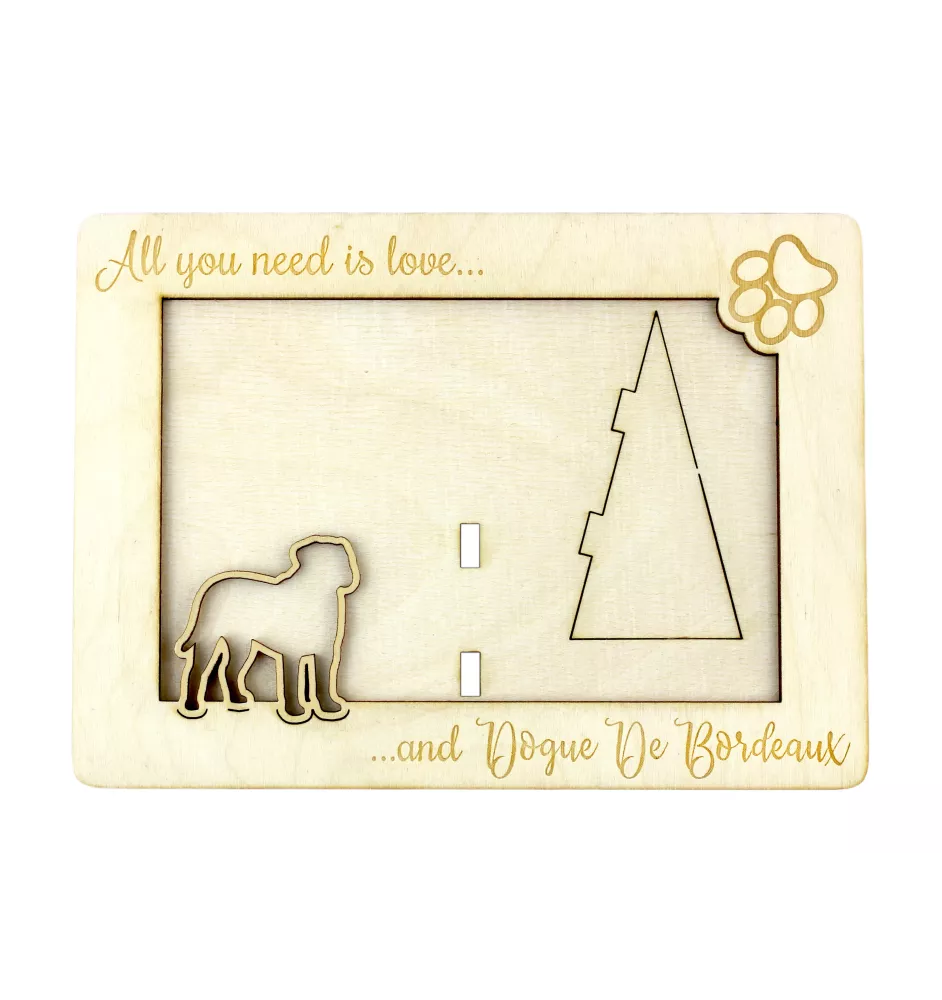 Dogue de Bordeaux - Cadre photo, cadre en bois gravé, un joli gadget pour l'amoureux des chiens par Art-Dog