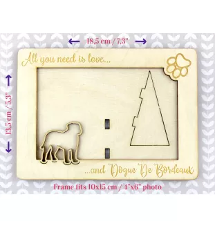 Dogue de Bordeaux, French Mastiff, Bordeauxdog - Photo frame, engraved wooden frame, a lovely gadget for the dog lover by Art-Dog