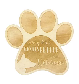 Dobermann, Doberman Pinscher, Dobie - Mug coaster, engraved coaster with dog, gift for dog lover by Art-Dog brand