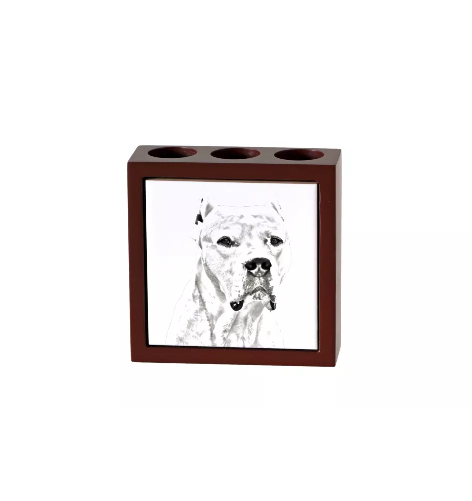 Dogo Argentino - pen holder with a dog, desk organizer with a print, personalized desk decoration from the Art-Dog brand.