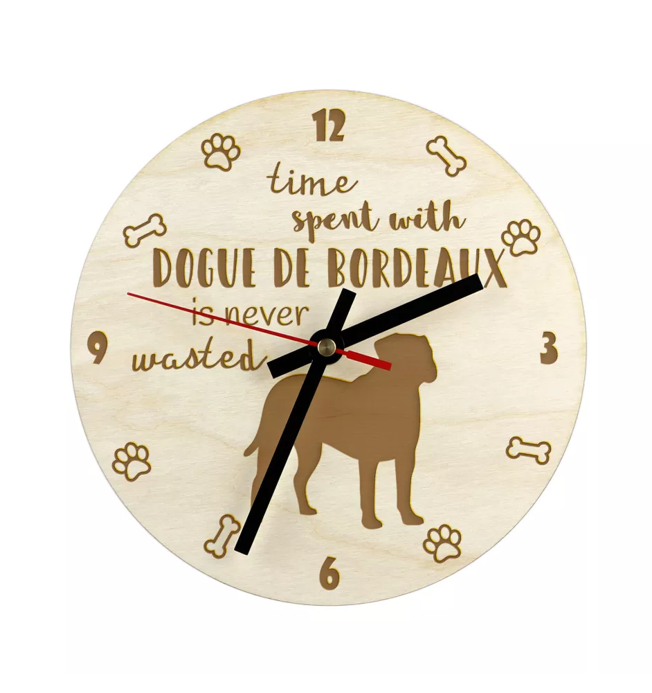 Bordeauxdogge, Dogue de Bordeaux - Uhr mit Hund, Holzuhr mit Gravur, personalisierte Uhr von Art-Dog
