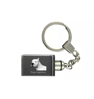 Dogue argentin, Dogo argentino - Porte-clés en cristal avec photo de chien, porte-clés lumineux, cadeau unique de la marque Art-Dog
