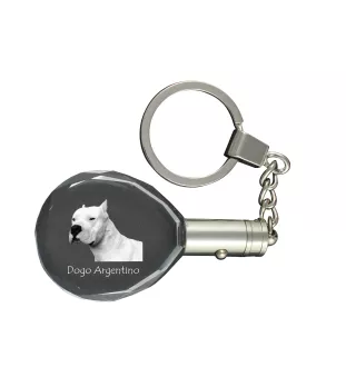 Dog argentyński brelok do kluczy owalny z koniem Art-Dog