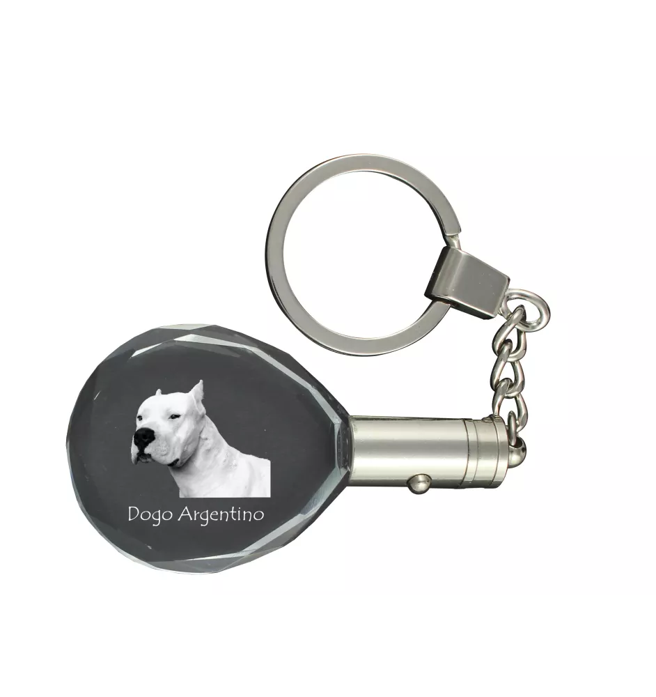 Dog argentyński brelok do kluczy owalny z koniem Art-Dog